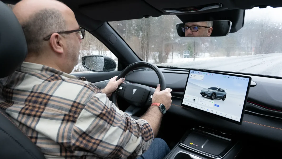 Phil Huff driving the Changan Deepal S05 electric SUV in Austria