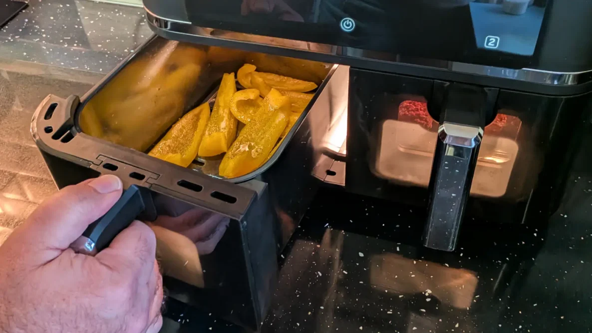 Lakeland Dual air fryer cooking peppers
